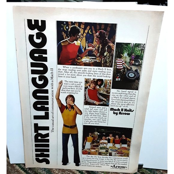1972 Arrow Shirts Shirt Language Print Ad vintage 70s - Picture 1 of 1